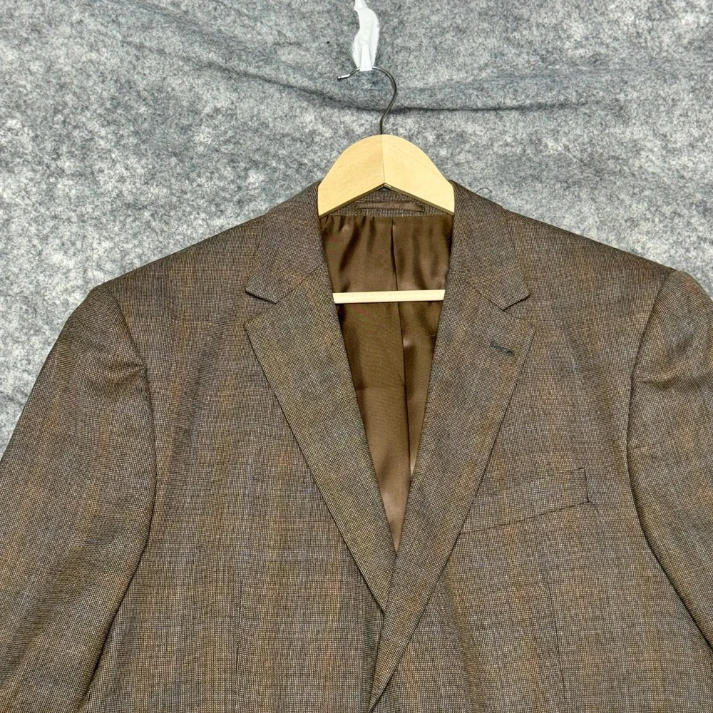 Claudio Morelli Blazer Mens 42‎ S Brown Blue Check Wool Blend Jacket Sport Coat
